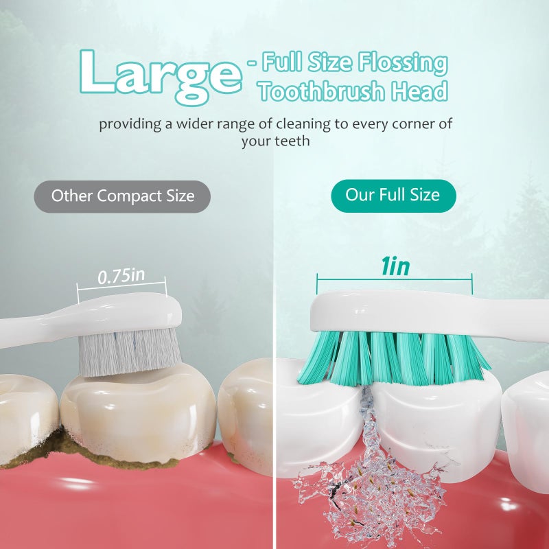 ZoCCee Replacement Heads for Waterpik Sonic Fusion 2.0, Extra-Large Size Flossing Toothbrush Head fit for Water pik SF-01 SF-02 SF-03 SF-04 (White, 5 Count) - Image 4