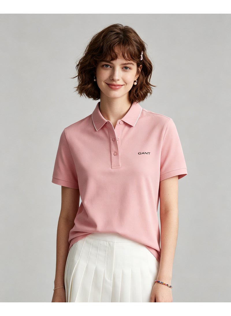 GANT Unisex Short Sleeve Collared Polo Shirt Casual Daily Wear Top Pink - Image 3
