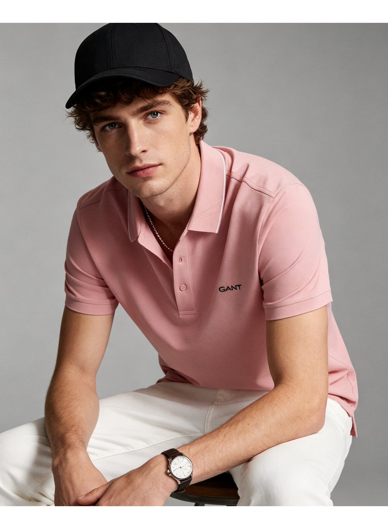 GANT Unisex Short Sleeve Collared Polo Shirt Casual Daily Wear Top Pink - Image 1