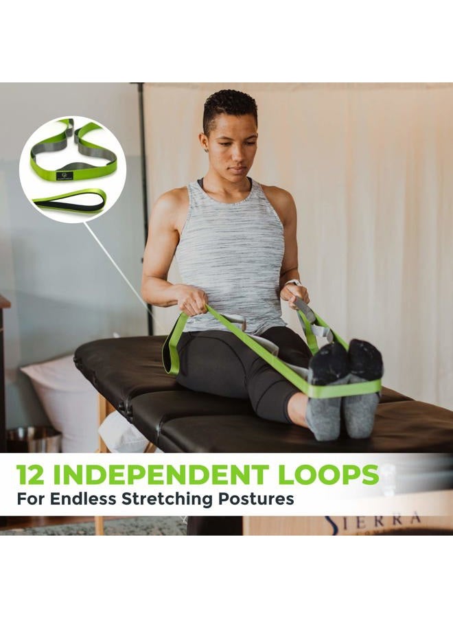 Gradient Fitness Stretching Strap for Physical Therapy, 12 Multi-Loop Stretch Strap 1" W x 8' L, Neoprene Handles, Physical Therapy Equipment, Yoga Straps for Stretching, Leg Stretcher (Green) - Image 4
