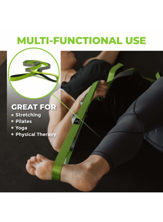 Gradient Fitness Stretching Strap for Physical Therapy, 12 Multi-Loop Stretch Strap 1" W x 8' L, Neoprene Handles, Physical Therapy Equipment, Yoga Straps for Stretching, Leg Stretcher (Green) - Image 2