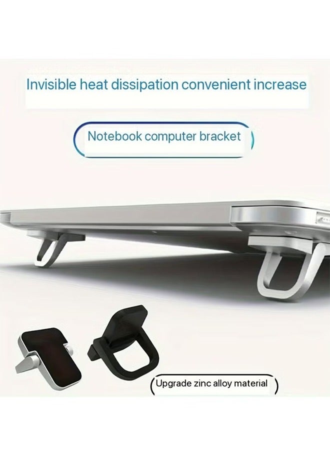 HY 2PCS Portable Keyboard Riser, Self-Adhesive Aluminum Alloy Mini Laptop Stand Invisible Heat DissipationComputer Keyboard Stand for Desk, Laptop Feet Compatible (Silver) - Image 2
