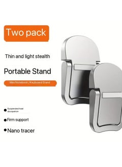 HY 2PCS Portable Keyboard Riser, Self-Adhesive Aluminum Alloy Mini Laptop Stand Invisible Heat DissipationComputer Keyboard Stand for Desk, Laptop Feet Compatible (Silver)  - Image 4