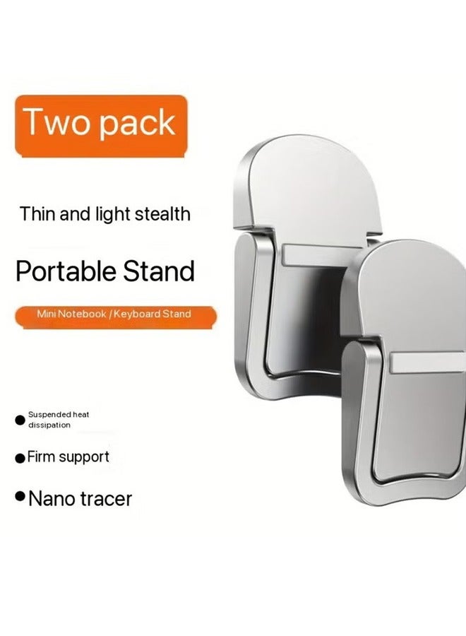 HY 2PCS Portable Keyboard Riser, Self-Adhesive Aluminum Alloy Mini Laptop Stand Invisible Heat DissipationComputer Keyboard Stand for Desk, Laptop Feet Compatible (Silver) - Image 4