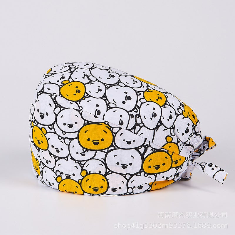 Surgical Cap Frosted Cap Women'S Pure Cotton Surgical Tie-Up Printed Nurst'S Cap New Buckle Men'S Dental And Dental Work Cap - Image 1
