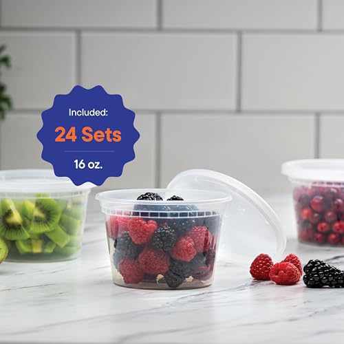 Stack Man [60-Sets] Plastic Deli Food Storage Containers with Airtight Lids Combo Set | 32 oz | 16 oz | 8 oz. | Disposable Plastic Takeout Containers for Soup - Freezer, Microwave and Dishwasher Safe - Image 2