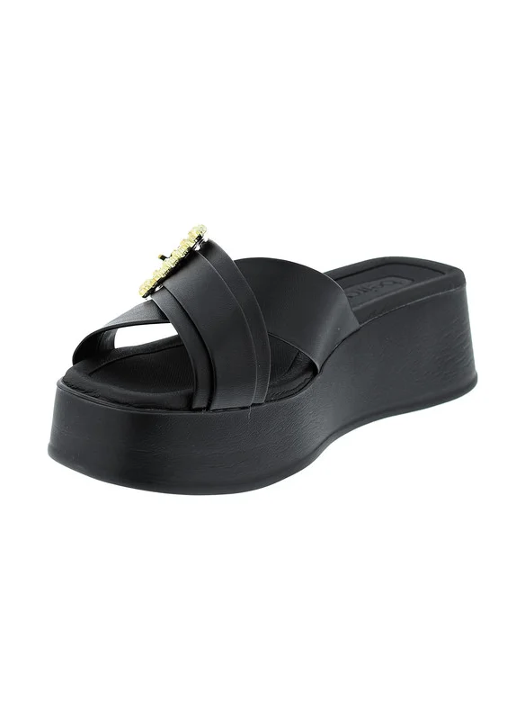 بيرا ريو Beira Rio Ladies Flat Sandals Black | Made In Brazil