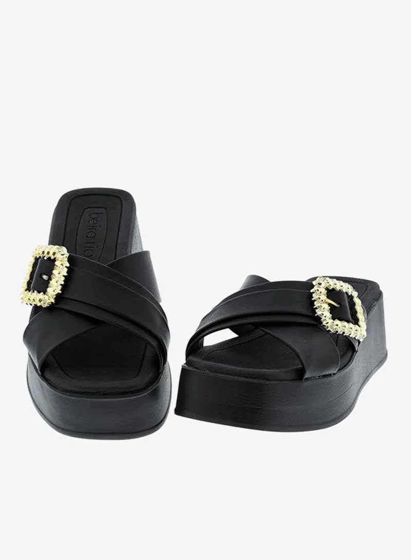Beira Rio Black Flat Sandals for Women – Stylish Ladies Flat Sandals & Comfortable Flat Slippers for Women | Best Price UAE