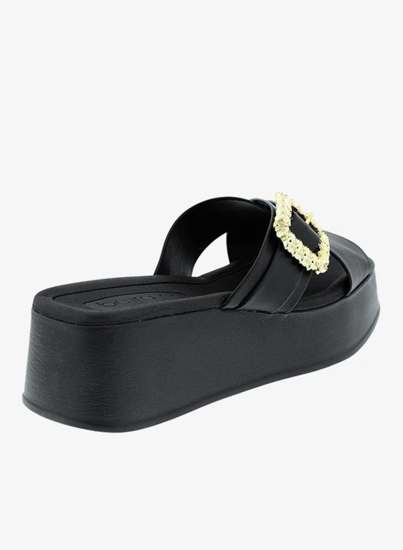 Beira Rio Black Flat Sandals for Women – Stylish Ladies Flat Sandals & Comfortable Flat Slippers for Women | Best Price UAE