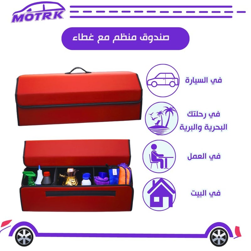 MOTRK Car Trunk Organizer with Lid,Collapsible Car Trunk Storage Organizer, Adjustable Pockets, Collapsible Multi-Compartment, Non-Slip Bottom, Waterproof, Car Accessories Car Storage - Image 4