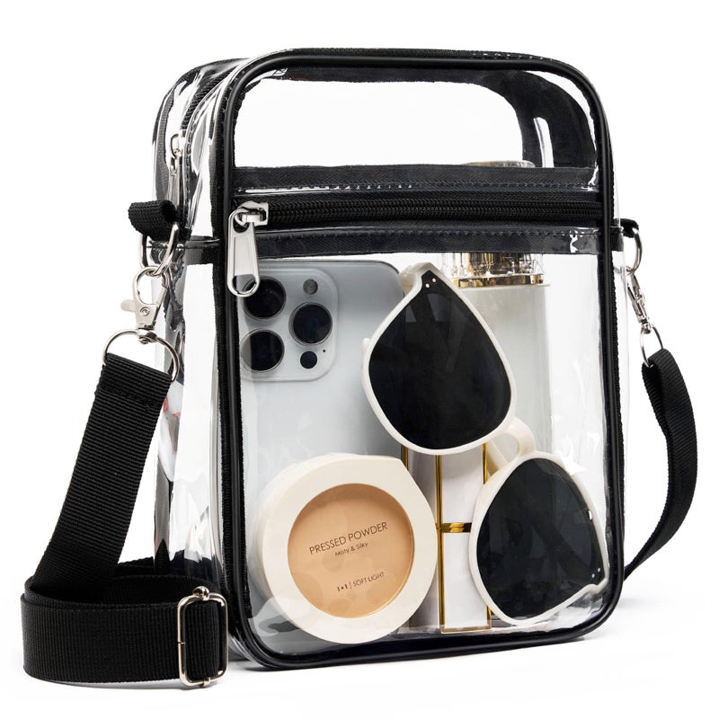 Fibrdoo Clear Crossbody Purse Bag, Clear Bag Stadium Approved with Front Pocket for Concerts Sports Festivals (L) - Image 1