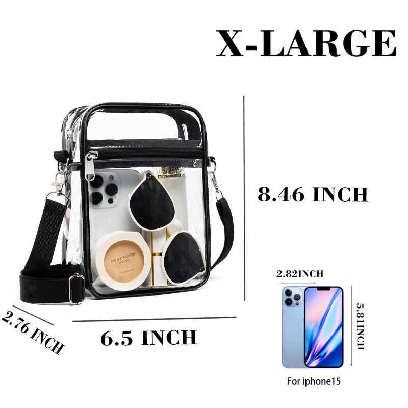Fibrdoo Clear Crossbody Purse Bag, Clear Bag Stadium Approved with Front Pocket for Concerts Sports Festivals (L) - Image 5