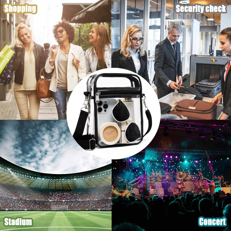 Fibrdoo Clear Crossbody Purse Bag, Clear Bag Stadium Approved with Front Pocket for Concerts Sports Festivals (L) - Image 2