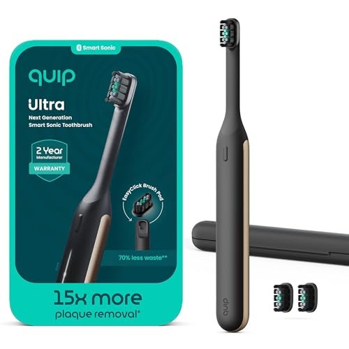 Quip Ultra Next Generation Smart Toothbrush Timed Electric Toothbrush with Case Replaceable Brush Head Soft Bristles Silicone Handle 30Day Battery Life Travel Toothbrush Eclipse - Image 1