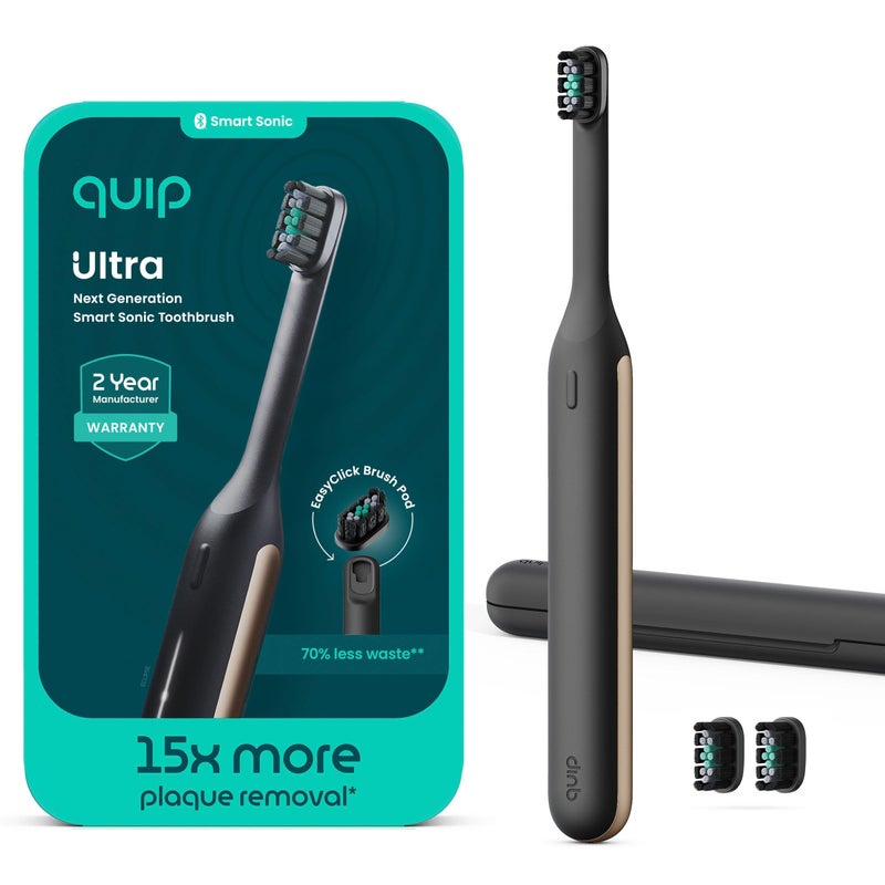 Quip Ultra Next Generation Smart Toothbrush Timed Electric Toothbrush with Case Replaceable Brush Head Soft Bristles Silicone Handle 30Day Battery Life Travel Toothbrush Eclipse - Image 2