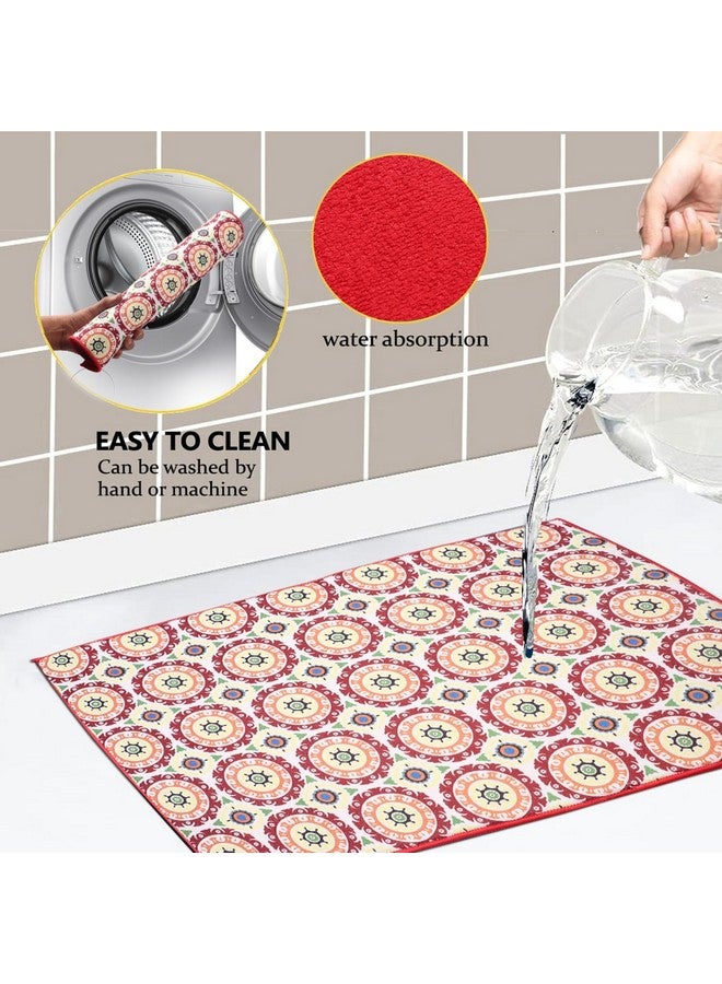 OAN Ultra Absorbent Reversible 58x38 cm Microfiber Dish Drying Mat and Protector for Kitchen Counter Tops, Sinks - Folds for Compact Storage - Extra Large, (Cirlce and Blue) (Pack of 2) - Image 5