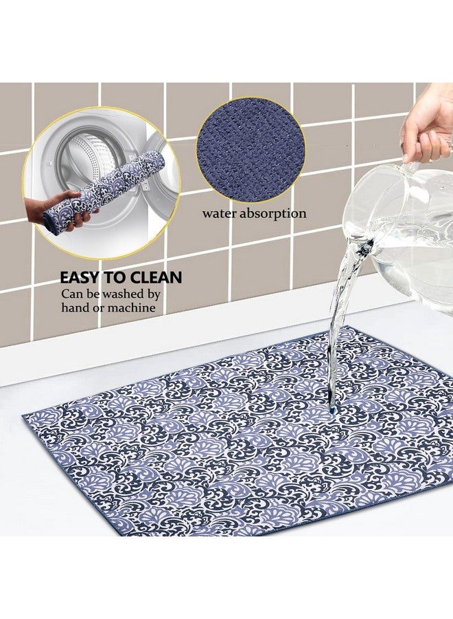 OAN Ultra Absorbent Reversible 58x38 cm Microfiber Dish Drying Mat and Protector for Kitchen Counter Tops, Sinks - Folds for Compact Storage - Extra Large, (Cirlce and Blue) (Pack of 2) - Image 3