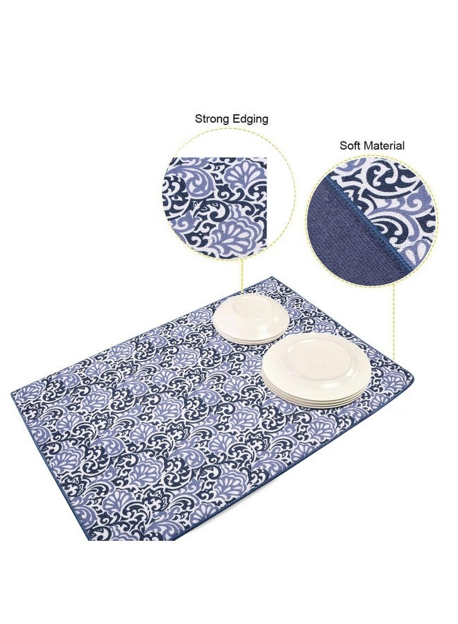 OAN Ultra Absorbent Reversible 58x38 cm Microfiber Dish Drying Mat and Protector for Kitchen Counter Tops, Sinks - Folds for Compact Storage - Extra Large, (Cirlce and Blue) (Pack of 2) - Image 2