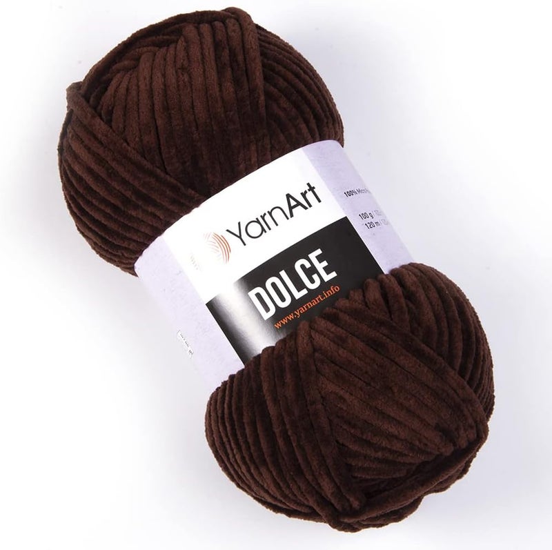 YarnArt Yarn Art Dolce Yarn 100 MicroPolyester Velvet Blanket Amigurumi Super Bulky 6 Baby Chenille Yarn 1 Skein 775DARK Brown - Image 1