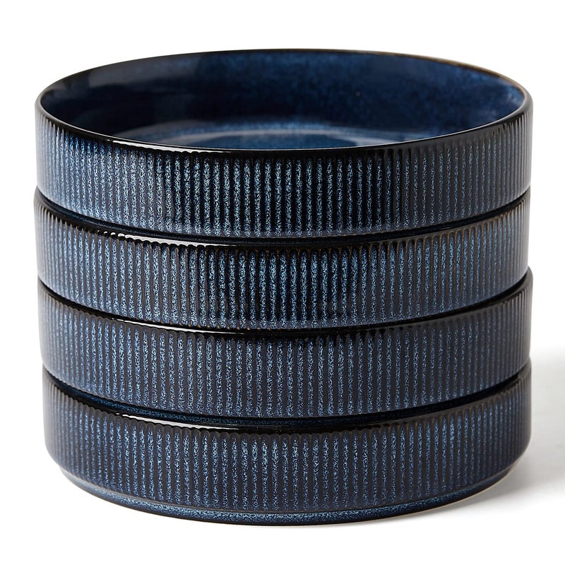 مجموعة أطباق المعكرونة فامي وير ستار 75 مجموعة أطباق سلطة من 4 أطباق مزدوجة الطلاء القابل للتكديس مثالية لصديقك في حفلات الانتقال والمهرجانات باللون الأزرق النابض