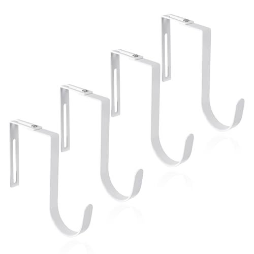 Fukaisu 4pcs Adjustable Cubicle Hooks Heavy Duty Wide Over the Door Wreath Hanger Hooks for Clothes Organizer Towel Rack Coat Hat for Wall Closet Home Bedroom Office No Drilling Shelf AccessoriesWhite - Image 1