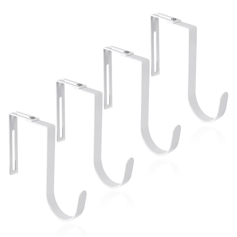 Fukaisu 4pcs Adjustable Cubicle Hooks Heavy Duty Wide Over the Door Wreath Hanger Hooks for Clothes Organizer Towel Rack Coat Hat for Wall Closet Home Bedroom Office No Drilling Shelf AccessoriesWhite - Image 2