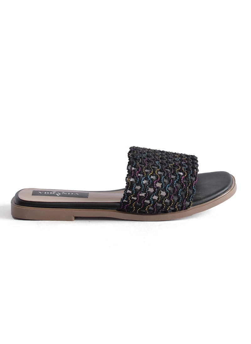 Vbranda - Slipper Flat Mesh Multi Colors-BLACK - Image 1