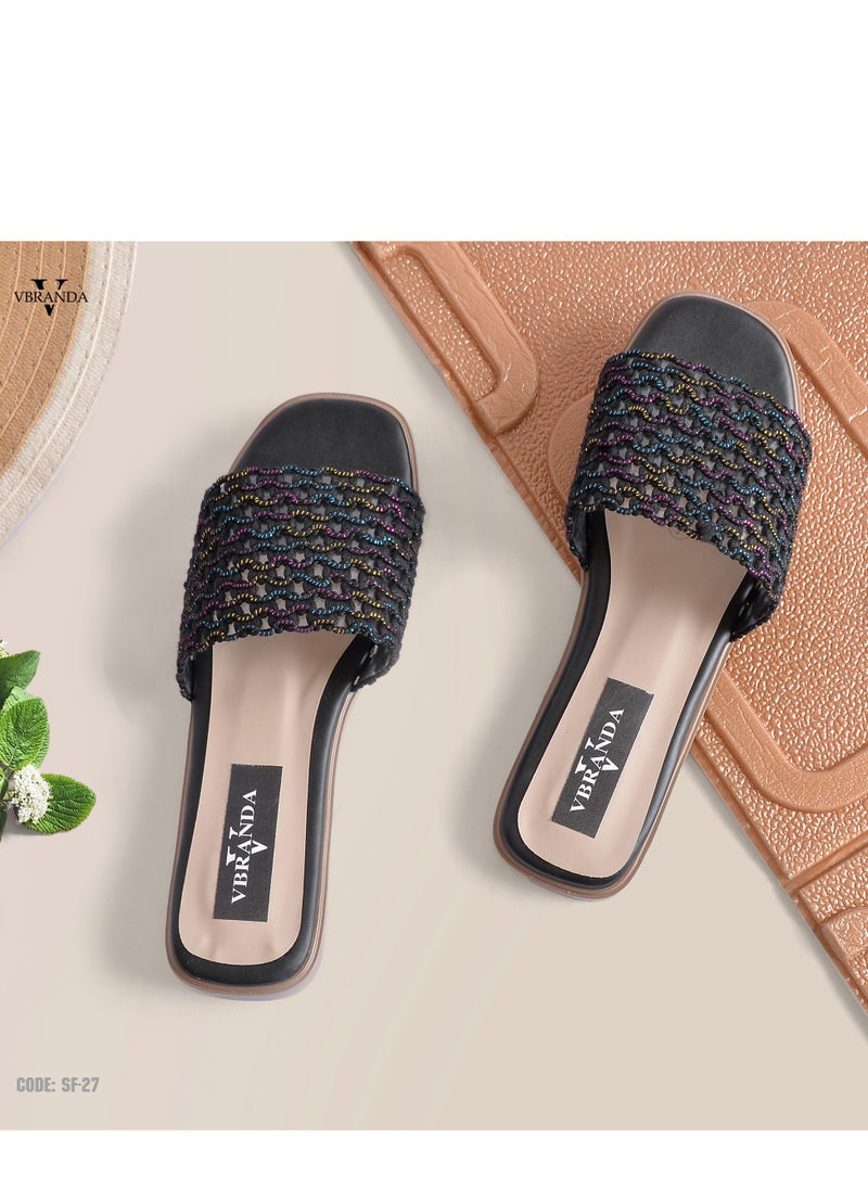 Vbranda - Slipper Flat Mesh Multi Colors-BLACK - Image 1