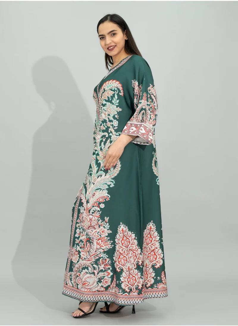 IKKXA Patterned Grace Jalabiya CJ1100 Green