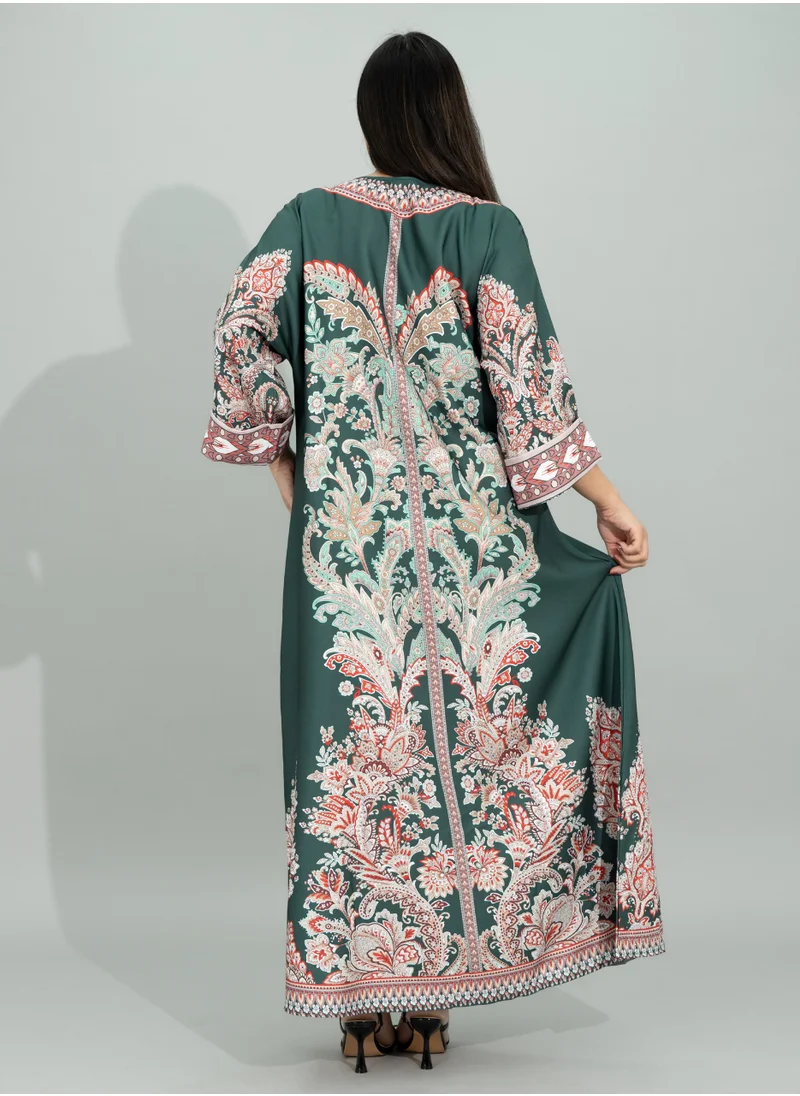 IKKXA Patterned Grace Jalabiya CJ1100 Green