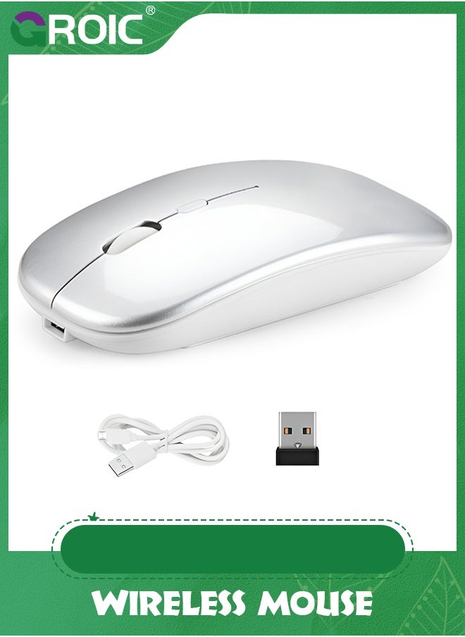 GROIC Wireless Mouse, 2.4G Noiseless Mouse with USB Receiver Portable Computer Mouse for PC, Tablet, Laptop,Slim Mouse Silent Mice Noiseless  - Image 1