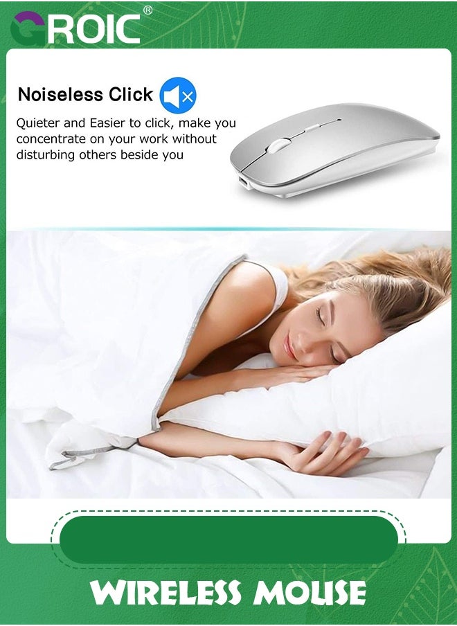 GROIC Wireless Mouse, 2.4G Noiseless Mouse with USB Receiver Portable Computer Mouse for PC, Tablet, Laptop,Slim Mouse Silent Mice Noiseless  - Image 2