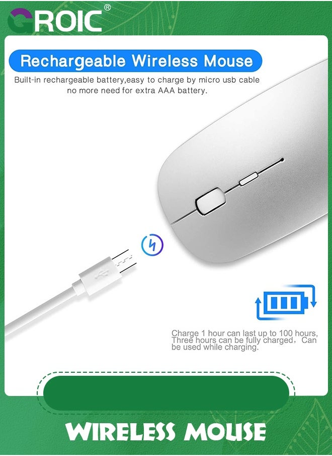 GROIC Wireless Mouse, 2.4G Noiseless Mouse with USB Receiver Portable Computer Mouse for PC, Tablet, Laptop,Slim Mouse Silent Mice Noiseless  - Image 4