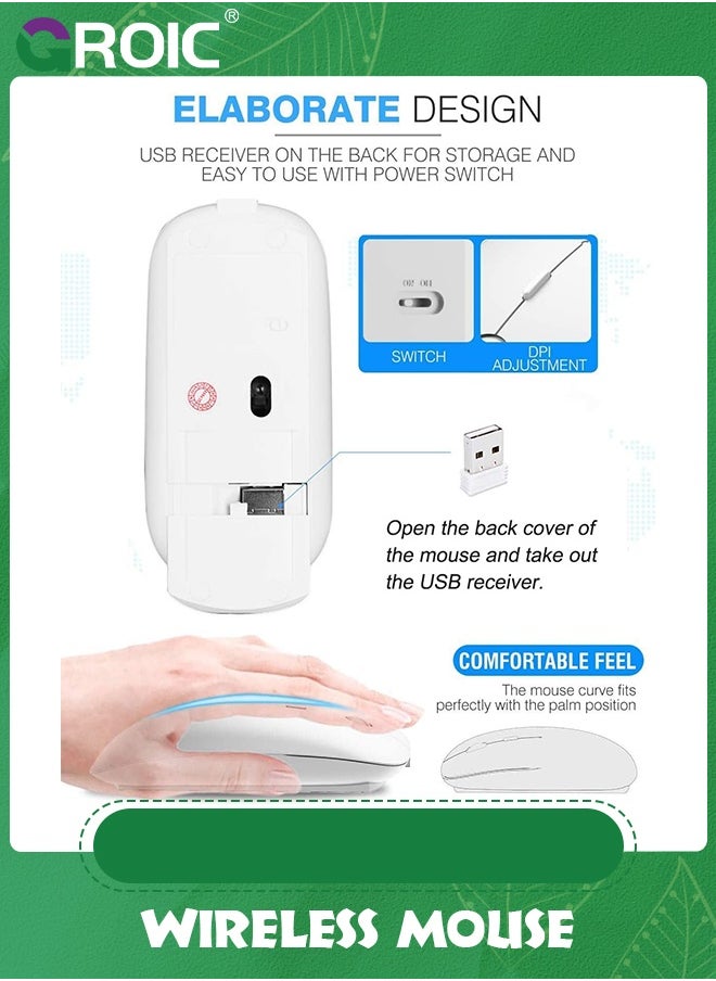 GROIC Wireless Mouse, 2.4G Noiseless Mouse with USB Receiver Portable Computer Mouse for PC, Tablet, Laptop,Slim Mouse Silent Mice Noiseless  - Image 3