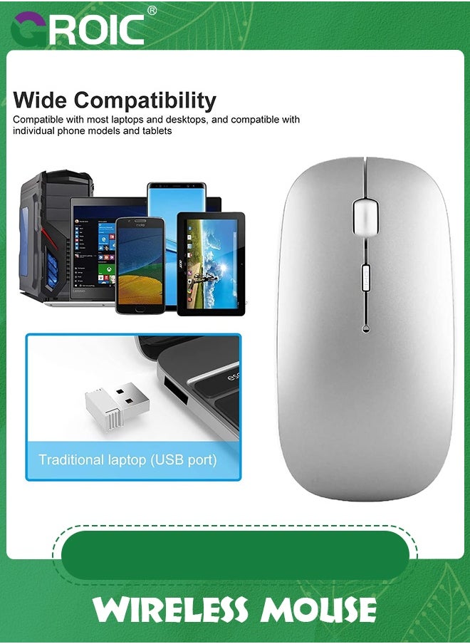 GROIC Wireless Mouse, 2.4G Noiseless Mouse with USB Receiver Portable Computer Mouse for PC, Tablet, Laptop,Slim Mouse Silent Mice Noiseless  - Image 5