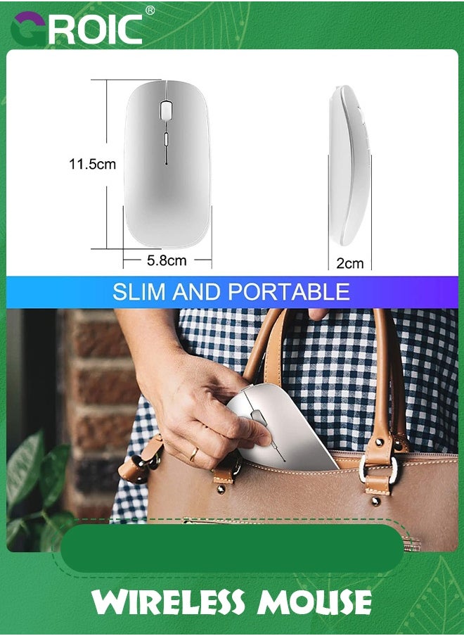 GROIC - Wireless Mouse, 2.4G Noiseless Mouse with USB Receiver Portable Computer Mouse for PC, Tablet, Laptop,Slim Mouse Silent Mice Noiseless - Image 1