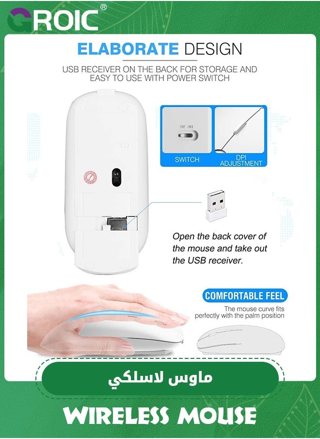 GROIC - Wireless Mouse, 2.4G Noiseless Mouse with USB Receiver Portable Computer Mouse for PC, Tablet, Laptop,Slim Mouse Silent Mice Noiseless - Image 1