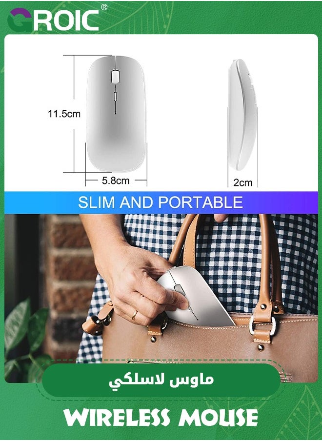 GROIC - Wireless Mouse, 2.4G Noiseless Mouse with USB Receiver Portable Computer Mouse for PC, Tablet, Laptop,Slim Mouse Silent Mice Noiseless - Image 1
