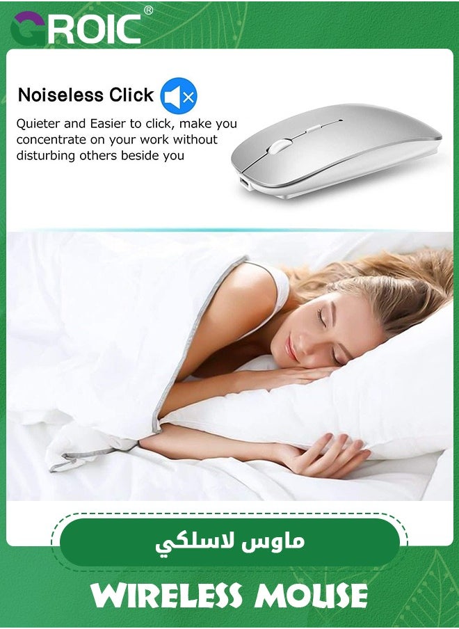 GROIC - Wireless Mouse, 2.4G Noiseless Mouse with USB Receiver Portable Computer Mouse for PC, Tablet, Laptop,Slim Mouse Silent Mice Noiseless - Image 1
