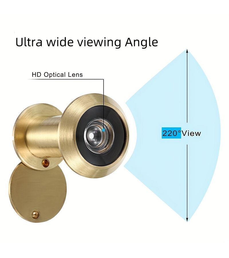 Golden 220 Degree Wide Angle Door Peephole Viewer 30mm Anti Theft Security Lens - Image 2
