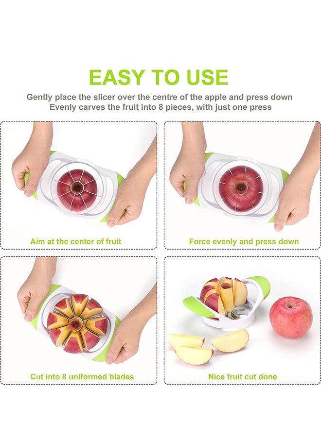 Generic - 8 Super Sharp Blades Stainless Steel Apple Slicer Corer Divider, Professional Apple Slicer Fruit Cutter Upgraded Version, Large Apple Chopper and Divider Pitter Divider, Apple Corer Tool (Green) - Image 1