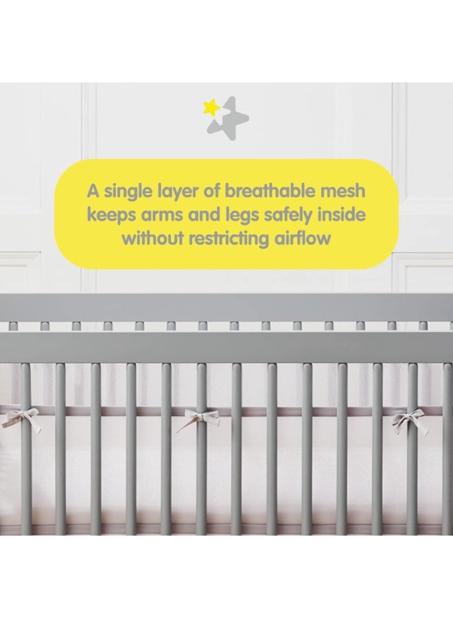 BreathableBaby بطانة سرير قابلة للتنفس من بريثابل بيبي - مجموعة كلاسيكية - رمادي - تناسب أسرّة ذات أربعة جوانب مع شرائح وخلفية صلبة - مضادة للصدمات - Image 3