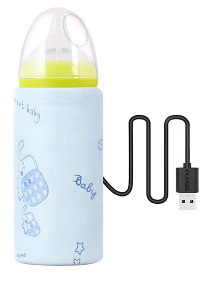 Generic Baby Bottle Warmer Usb Portable Travel Infant Baby Feeding Bottle Water Constant Temperature Milk Warmer Feeding Bottle Warmer Heater For Car Travel Long Trip(Blue)  - Image 1