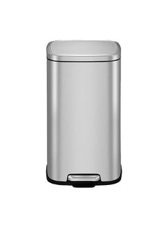 EKO Premium and Elegant Stainless Steel Rectangular Pedal Bin Silver 20 L EK9384MT-20L  - Image 1