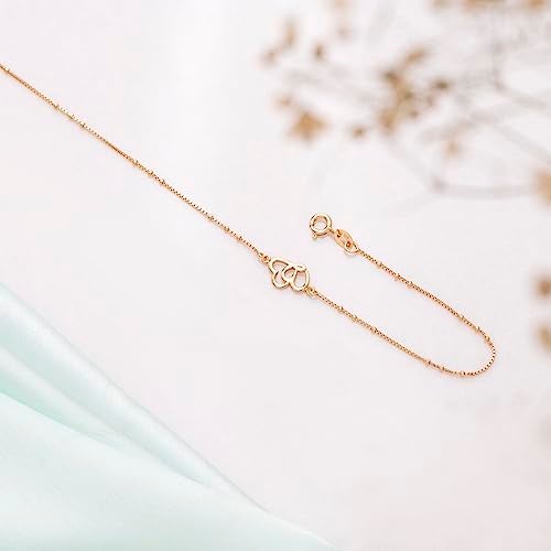 ZAVYA 925 Sterling Silver Fused Hearts Rose Gold Plating Anklet (Single) | Gift for Women & Girls | With Certificate of Authenticity & 925 Hallmark | Gift for Women & Girls - Image 3
