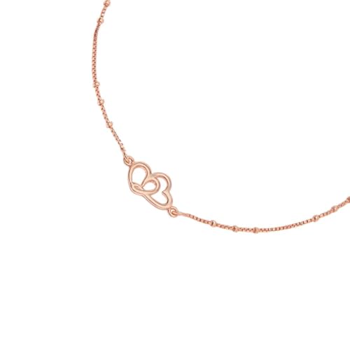 ZAVYA 925 Sterling Silver Fused Hearts Rose Gold Plating Anklet (Single) | Gift for Women & Girls | With Certificate of Authenticity & 925 Hallmark | Gift for Women & Girls - Image 4