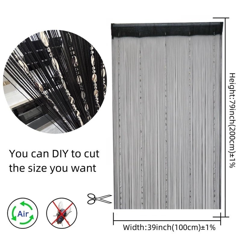 ave split 100cmX200cm Decorative Door String Curtain Beads Wall Panel Fringe Window Room Divider Blind for Wedding Coffee House Restaurant Parts Door Divider Beads Tassel Screen Decoration (black25) - Image 2