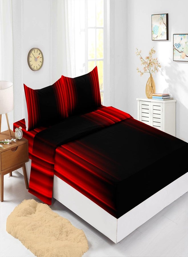 Nttopship Red and Black 4 Pieces Bed Sheet SetsQUEEN Size Abstract Ombre Bedding Sets with 16" Deep Pockets Abstract Ombre Bedroom Decor,Bedding Set 4 PCS(1 Fitted+1 Flat+2 Pillowcases) - Image 4