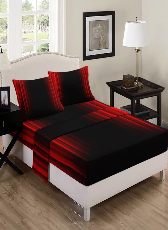 Nttopship Red and Black 4 Pieces Bed Sheet SetsQUEEN Size Abstract Ombre Bedding Sets with 16" Deep Pockets Abstract Ombre Bedroom Decor,Bedding Set 4 PCS(1 Fitted+1 Flat+2 Pillowcases) - Image 5