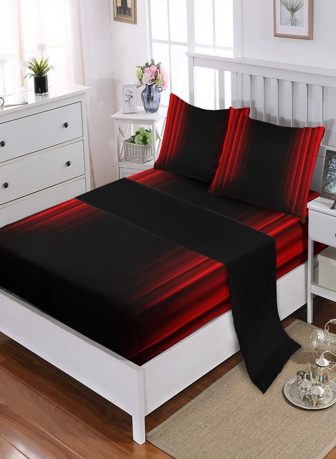 Nttopship Red and Black 4 Pieces Bed Sheet SetsQUEEN Size Abstract Ombre Bedding Sets with 16" Deep Pockets Abstract Ombre Bedroom Decor,Bedding Set 4 PCS(1 Fitted+1 Flat+2 Pillowcases) - Image 3